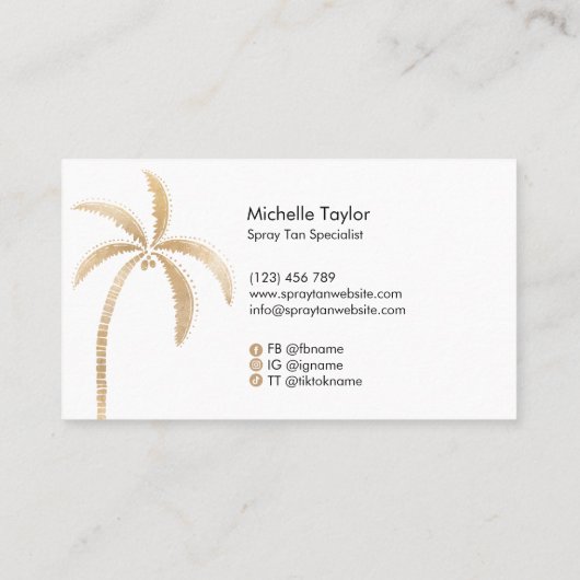 Spray Tan Mobile Tropische Palm Beach Goud Visitekaartje (Achterkant)