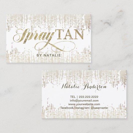 Spray Tan Modern Gold Confetti Mobile Tanning Visitekaartje (Voorkant / Achterkant)