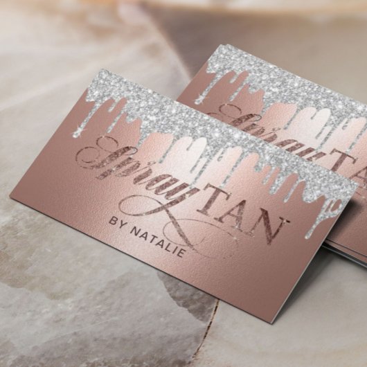 Spray Tan Modern Silver Drift Roos Gold Tanning Visitekaartje