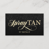 Spray Tan Modern Zwart Glitter Mobiel Tannen Visitekaartje (Voorkant)