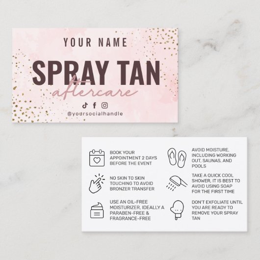 Spray Tan Nastruction Card Visitekaartje (Voorkant / Achterkant)