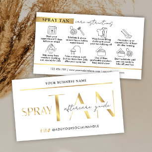 Spray Tan Nazorg Guide Modern Wit & Goud Visitekaartje