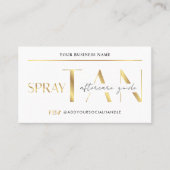 Spray Tan Nazorg Guide Modern Wit & Goud Visitekaartje (Voorkant)