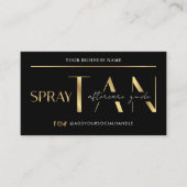 Spray Tan Nazorg Guide Modern Zwart & Goud Visitekaartje (Voorkant)