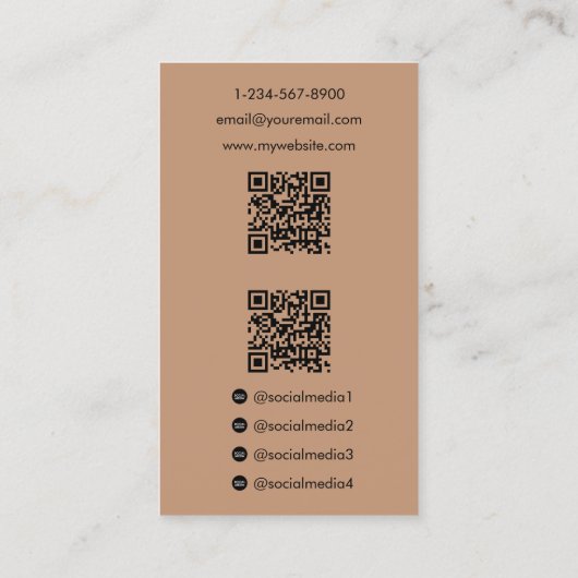 Spray Tan Photo Social Media Marketing 2 QR-codes Visitekaartje (Achterkant)