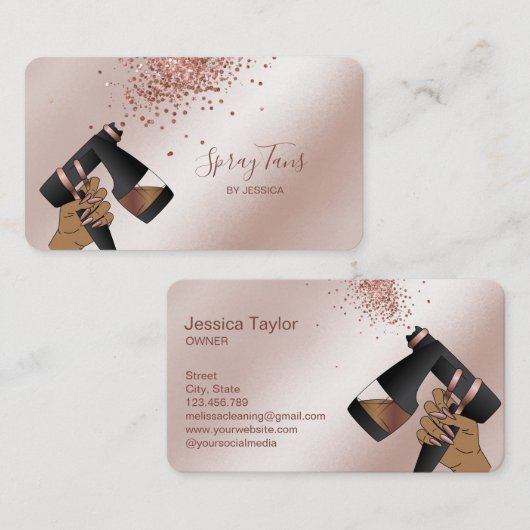 Spray Tan Pistool, Mobile Roos Gold Spray Tanning Visitekaartje (Voorkant / Achterkant)