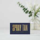 Spray Tan QR-code & Logo Navy en Goud  Visitekaartje (Staand voorkant)