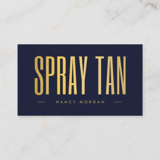 Spray Tan QR-code & Logo Navy en Goud  Visitekaartje (Voorkant)