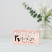 Spray tan script glitter Gold druppels Visitekaartje (Staand voorkant)