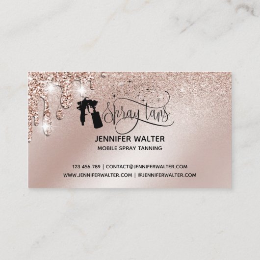 Spray tan script glitter Gold druppels Visitekaartje (Achterkant)