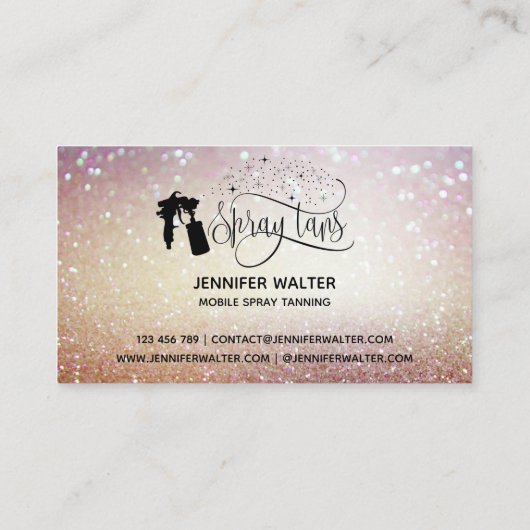 Spray tan script glitter goud marmeren textuur visitekaartje (Achterkant)