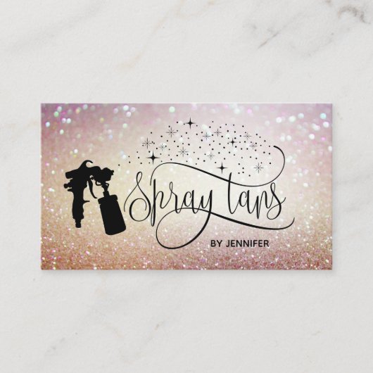 Spray tan script glitter goud marmeren textuur visitekaartje (Voorkant)
