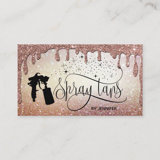 Spray tan script glitter goud marmeren textuur visitekaartje (Voorkant)