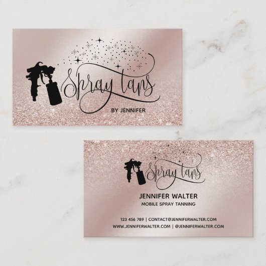 Spray tan script glitter goud visitekaartje (Voorkant / Achterkant)