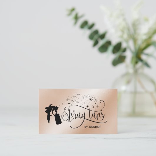 Spray tan script glitter goud visitekaartje (Staand voorkant)