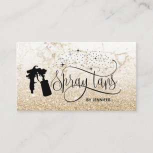 Spray tan script glitter gouden marmer textuur visitekaartje