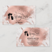 Spray tan script glitter roos gouden splash marmer visitekaartje (Voorkant / Achterkant)