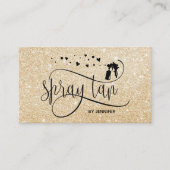 Spray tan script goud glitter confetti harten visitekaartje (Voorkant)