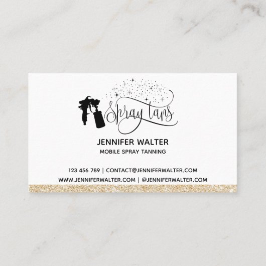 Spray tan script goud glitter confetti visitekaartje (Achterkant)