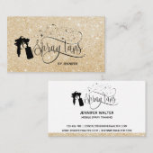 Spray tan script goud glitter confetti visitekaartje (Voorkant / Achterkant)