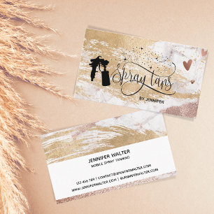 Spray tan script gouden glitter borstel lijn harte visitekaartje