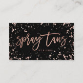 Spray tan script roos gouden confetti splatters visitekaartje (Voorkant)