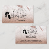 Spray tan script roos gouden marmeren textuur visitekaartje (Voorkant / Achterkant)