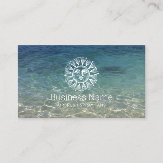 Spray Tan  Sun Spa Logo Tropisch strand Visitekaartje (Voorkant)