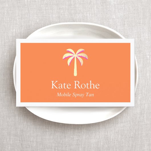 Spray Tan Tropical Gold Palm Tree Sinaasappel Contactkaartje