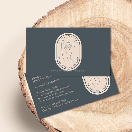 Spray Tan Woman Body Skin Navy Beige Visitekaartje