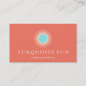 Spray Tanning Oranje en Turquoise Sun Logo Visitekaartje (Voorkant)