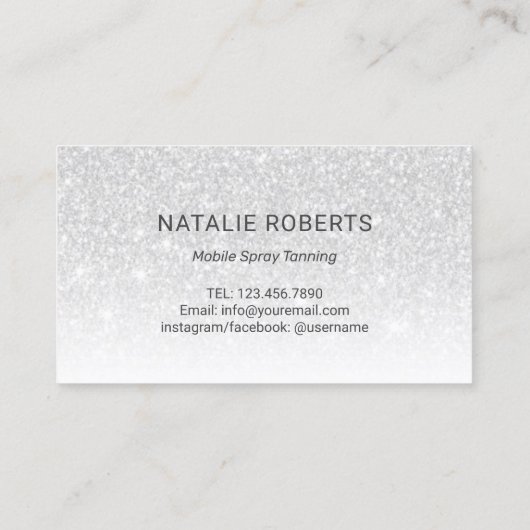 Spray Tanning Salon Modern Black Glitter Loyalty (Achterkant)