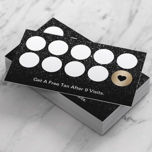 Spray Tanning Salon Modern Black Glitter Loyalty