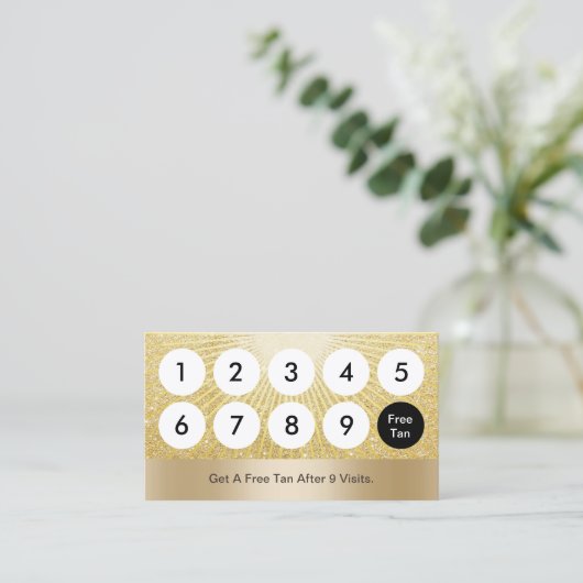 Spray Tanning Salon Modern Gold Glitter Loyalty (Staand voorkant)