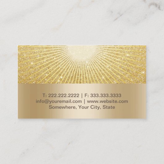 Spray Tanning Salon Modern Gold Glow Glitter Visitekaartje (Achterkant)