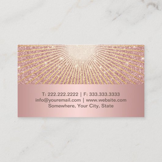 Spray Tanning Salon Modern Roos Gold Glitter Visitekaartje (Achterkant)