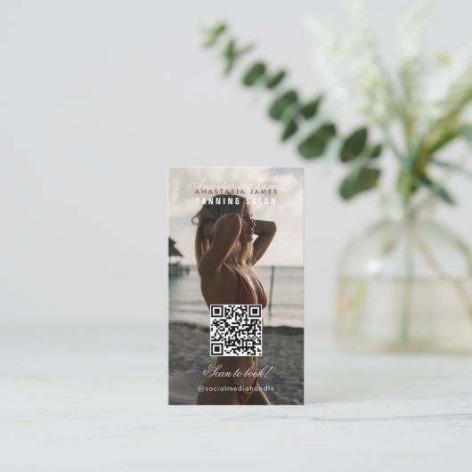Spray Tanning Salon Social Media Loyalty Kaart Visitekaartje (Staand voorkant)