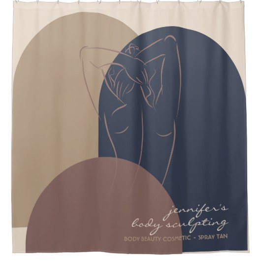 Spray Tanning Sculpted Contasting Girl Body Douchegordijn (Voorkant)