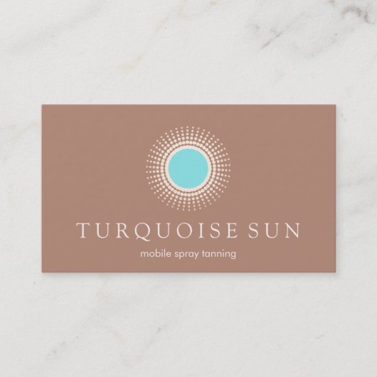 Spray Tanning Tan en Turquoise Sun Logo Visitekaartje (Voorkant)