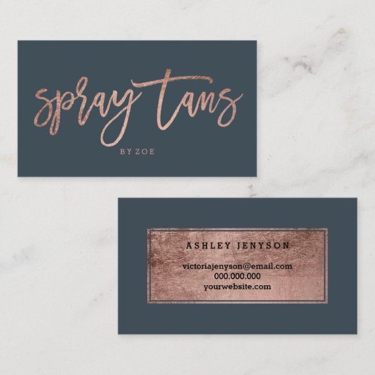 Spray tans logo elegant roos goud typografie grijs visitekaartje (Voorkant / Achterkant)