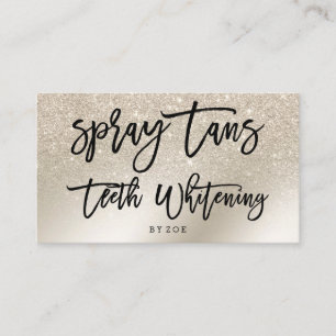 Spray tans logo tanden typografie parelglitter visitekaartje