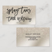 Spray tans logo tanden typografie parelglitter visitekaartje (Voorkant / Achterkant)