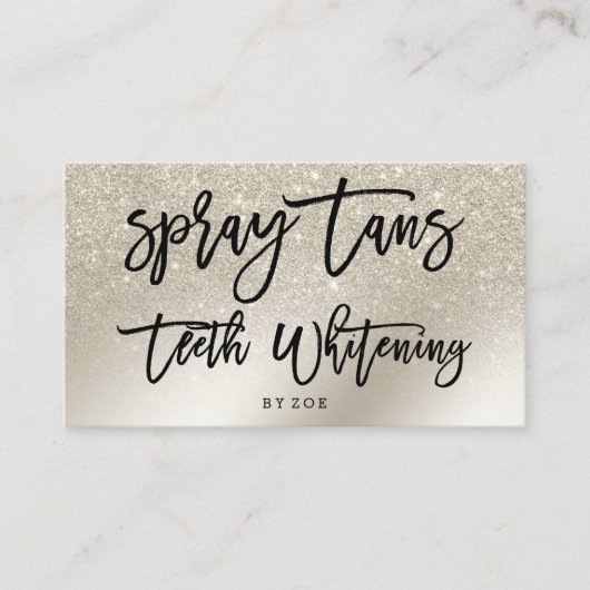 Spray tans logo tanden typografie parelglitter visitekaartje (Voorkant)