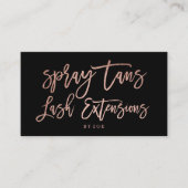 Spray tans logo zweeft roos gouden typografie zwar visitekaartje (Voorkant)