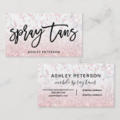 Spray tans roos glitter marmer confetti visitekaartje (Voorkant / Achterkant)