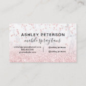 Spray tans roos glitter marmer confetti visitekaartje (Achterkant)