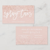 Spray tans script roos goud glitter blush roze visitekaartje (Voorkant / Achterkant)
