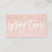 Spray tans script roos goud glitter blush roze visitekaartje (Voorkant)