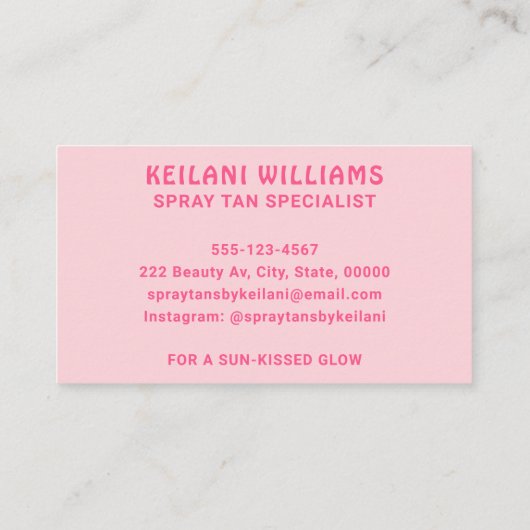 Spray Tans Tanning Specialist Groovy Retro Visitekaartje (Achterkant)