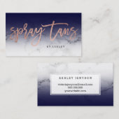 Spray tans typografie witte marmerblauw visitekaartje (Voorkant / Achterkant)